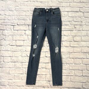 Refuge Miami High Rise Skinny Jeans Distressed Medium Wash Blue Denim Size Jr 7